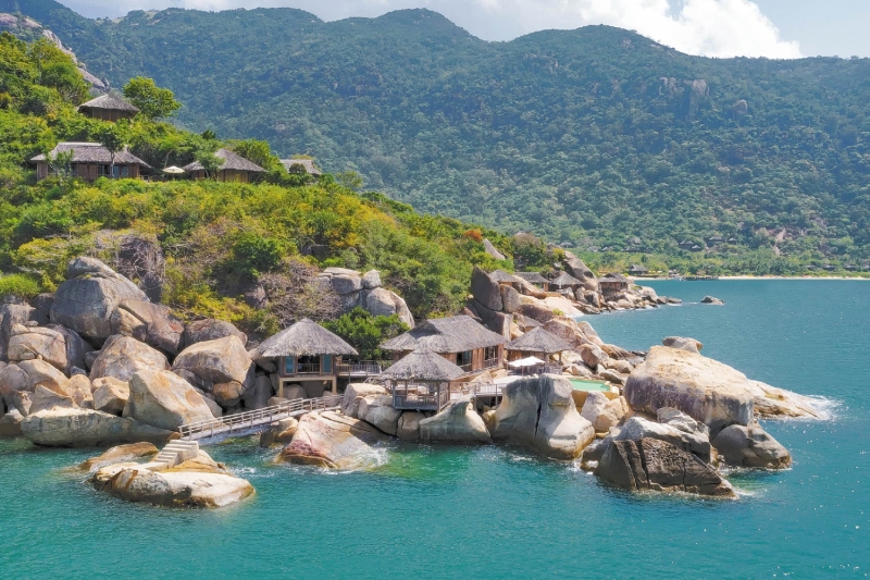 Les chambres sur l'eau au Six Senses Resort au Vietnam